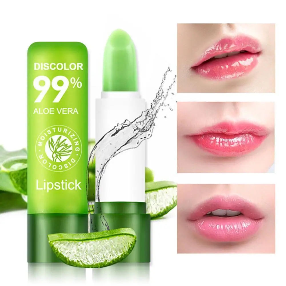 

1PC Moisture Lip Balm Long-Lasting Natural Aloe Vera Color Mood Long Lasting Moisturizing Lipstick Aging Changing Anti Lips K9J5