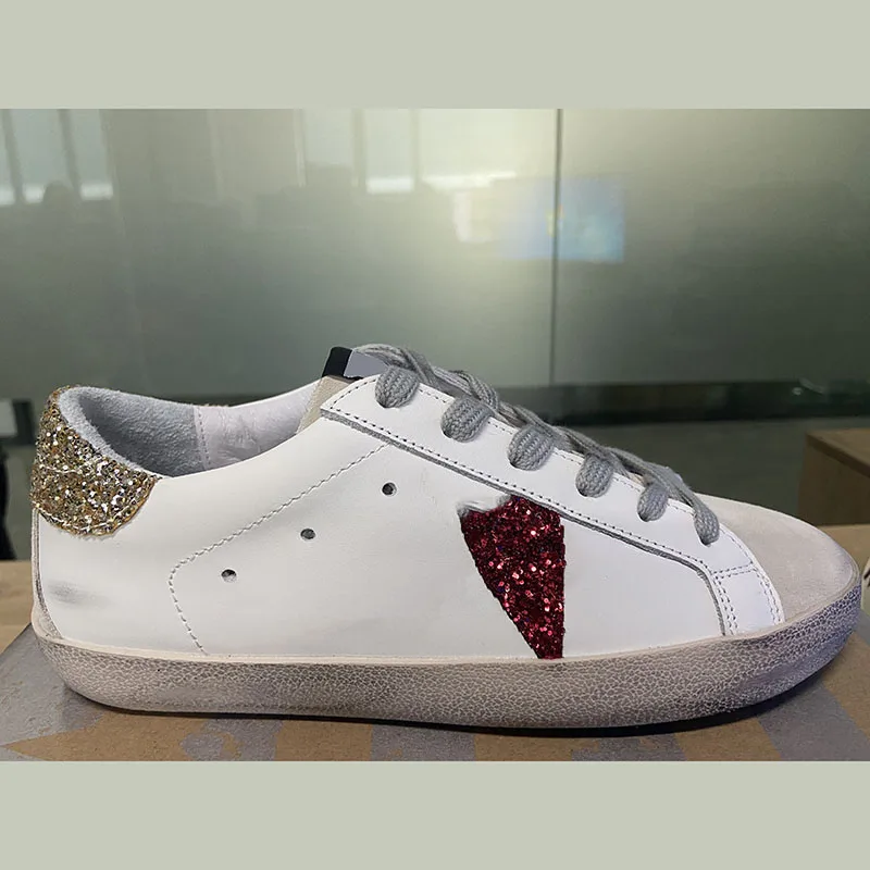 

2022 Four Seasons New Parent-child First Layer Cowhide Sequin Stitching Retro Custom Small Dirty Shoes Sports Casual Shoes ST113