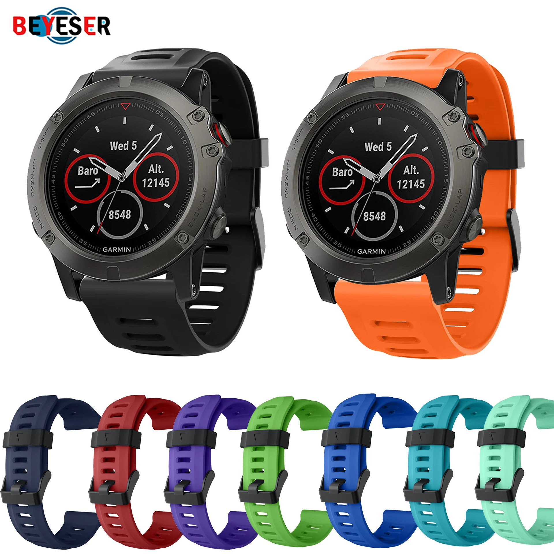 

Outdoor Sport Silicone wrist Strap Watchband 26mm Width Replacement Bracelet watch for Garmin Fenix 3 3 HR 6X Pro 5X Plus Band