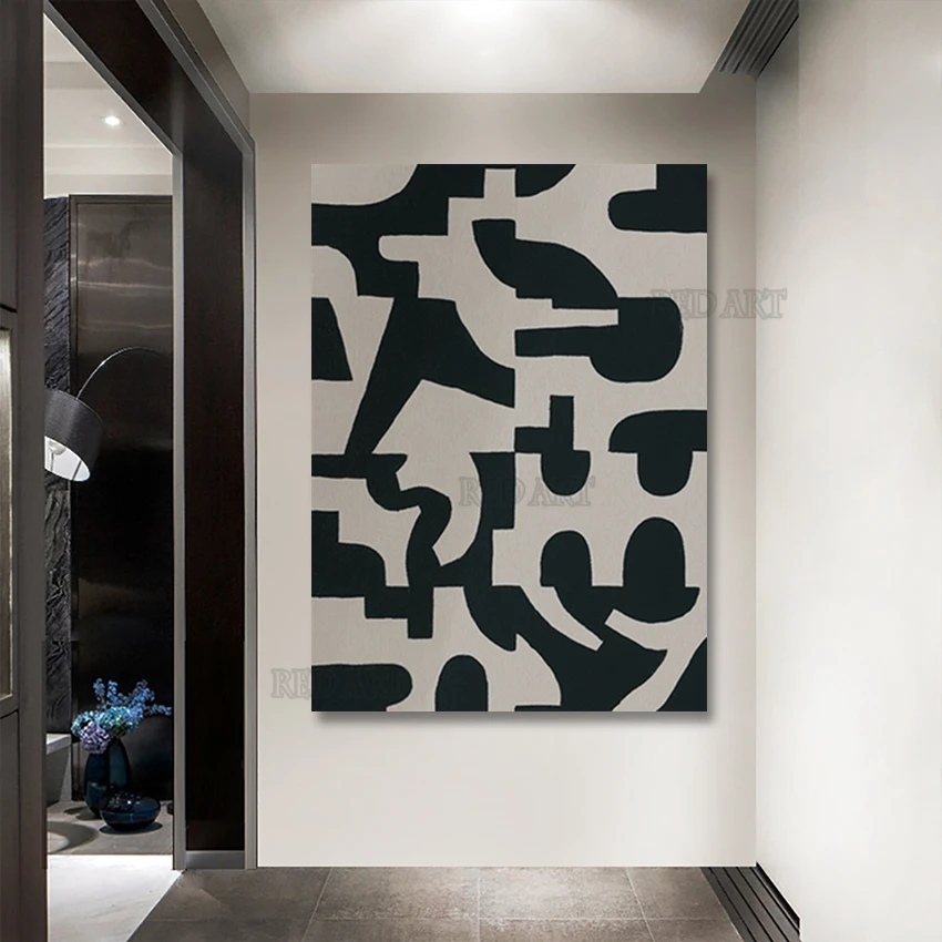 Ручная роспись абстрактный черный дизайн картина маслом большая настенная