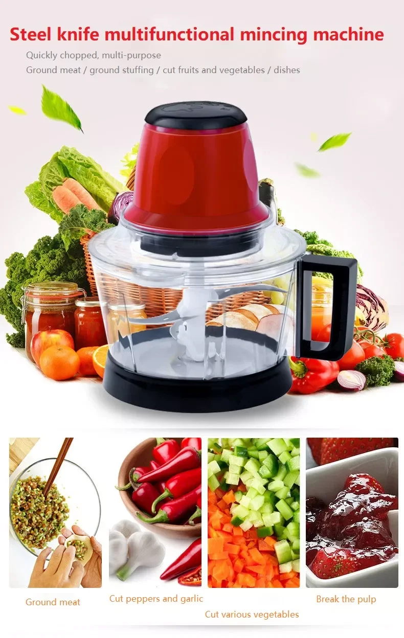 Meat Grinder 3L Spice Garlic Vegetable Chopper Electric Automatic Mincing Machine High-quality Household Grinder Food Processor