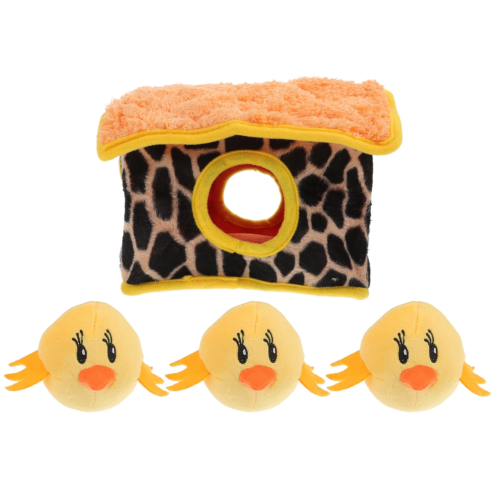 

4Pcs Chick Shaped Pet Toys Adorable Pet Playthings Plush Molar Playthings