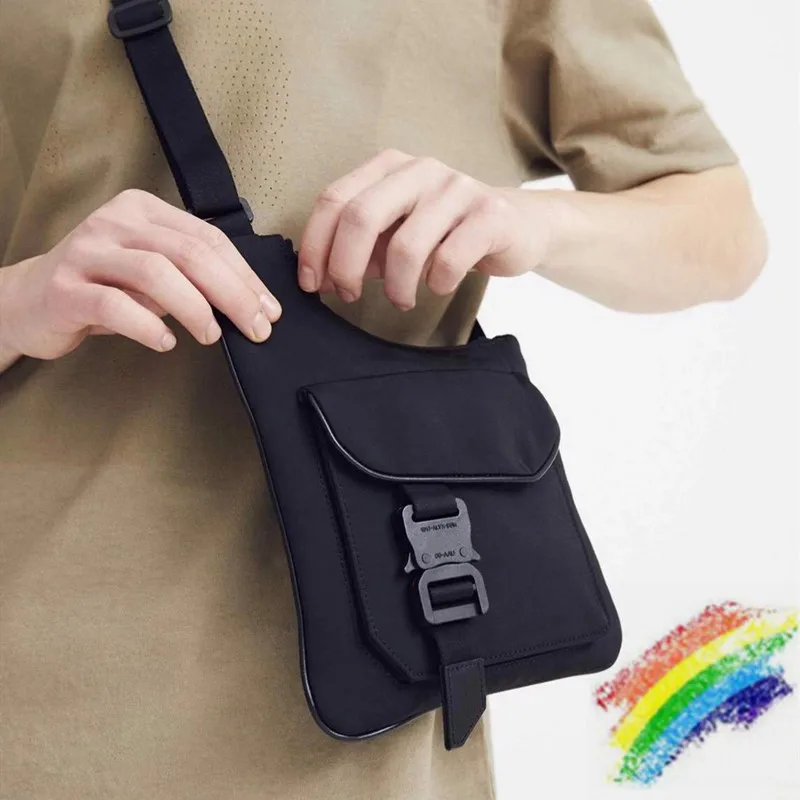 

1017 ALYX 9SM Satchel Men Women 1:1 Alyx Bag High Quality Nylon Backpack Letters Press Button Inside Logo Tee