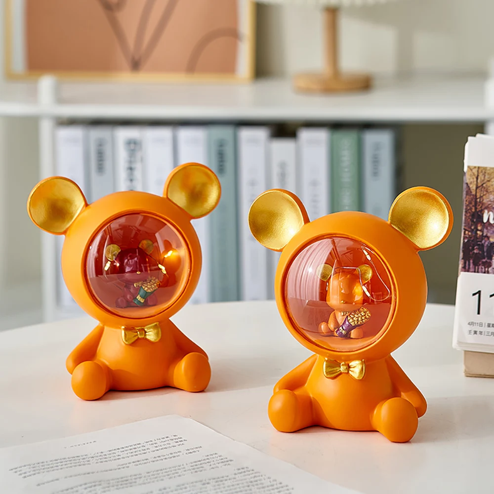 

Светодиодное украшение в виде медведя, скульптура, милый Декор для комнаты, украшение для детской комнаты, прикроватная лампа, Современный ...