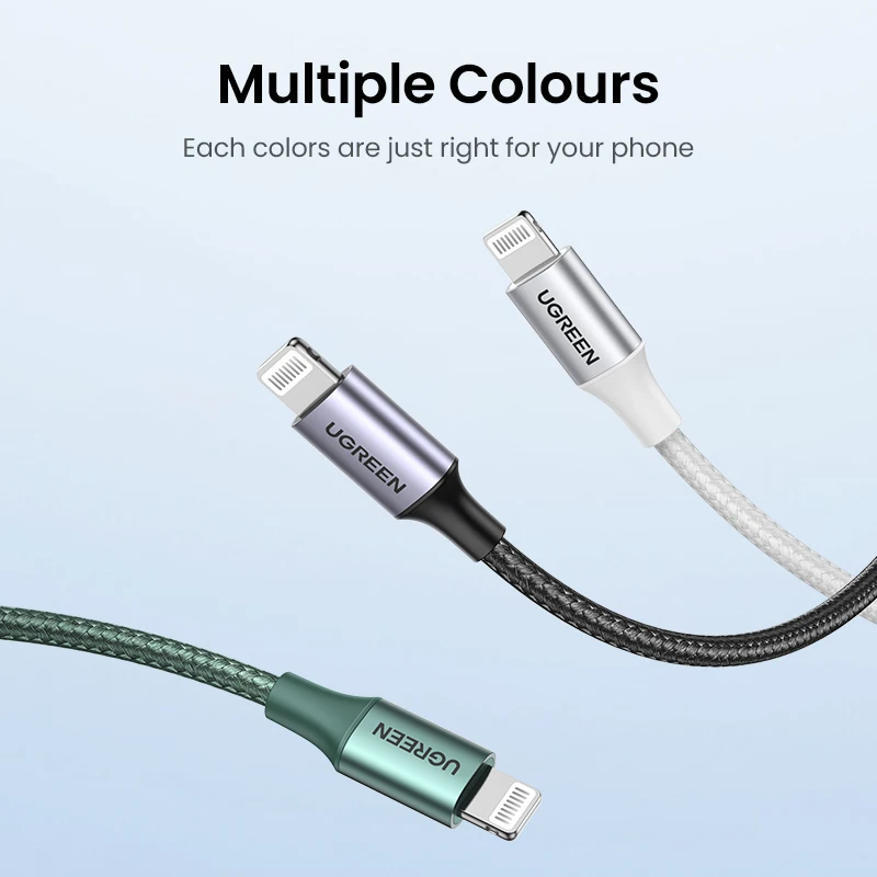 UGREEN MFi PD 20W USB C to Lightning Cable for iPhone 14 13 12 Pro Max for iPhone Fast Charging for iPad Type C Cable