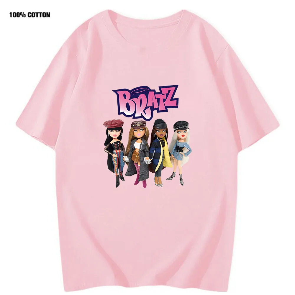 

Bratz T Shirts Wome/Men Oversized T-shirt Aesthetic Harajuku Tee Y2k Tops Black Casual 100%Cotton Streetwear Short Sleeve Tshirt