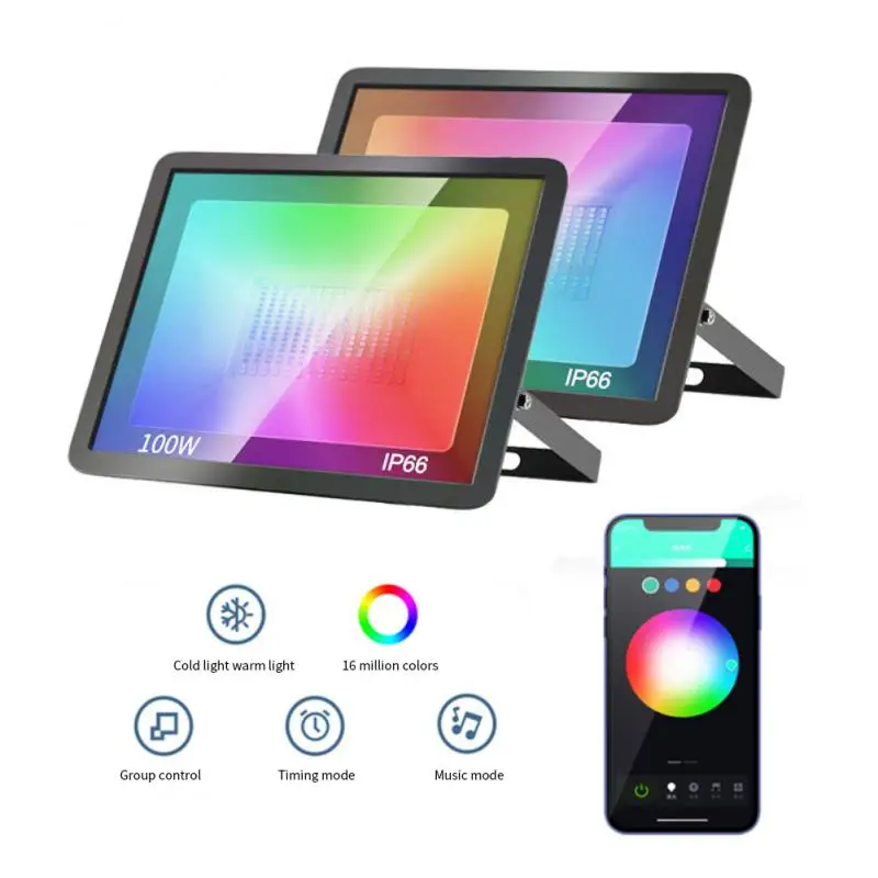 

Tuya Smart Floodlight Wifi LED Spotlight Outdoor 30W 50W 100W 220V RGB Color Changable Warm Cold Light For Alexa Google Home