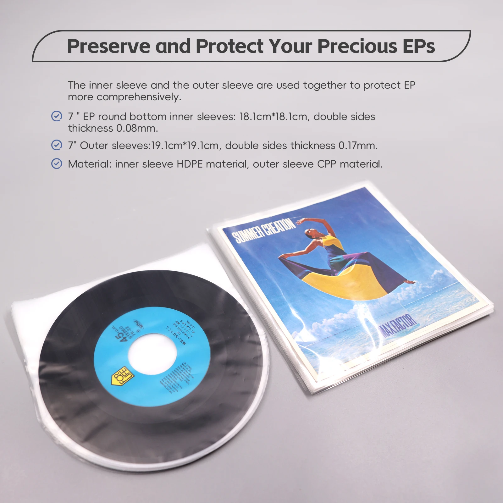 50 шт. пластиковые пакеты для хранения виниловых записей 7 дюймов