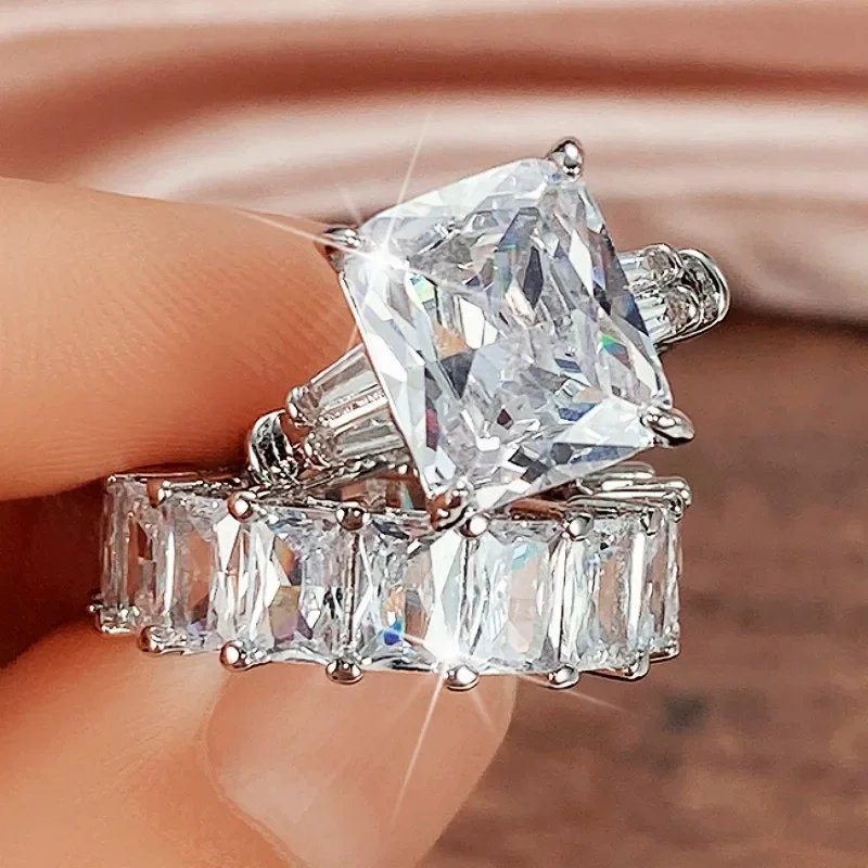 Модный двойной Штабелируемый набор колец 2024 женские обручальные аксессуары для