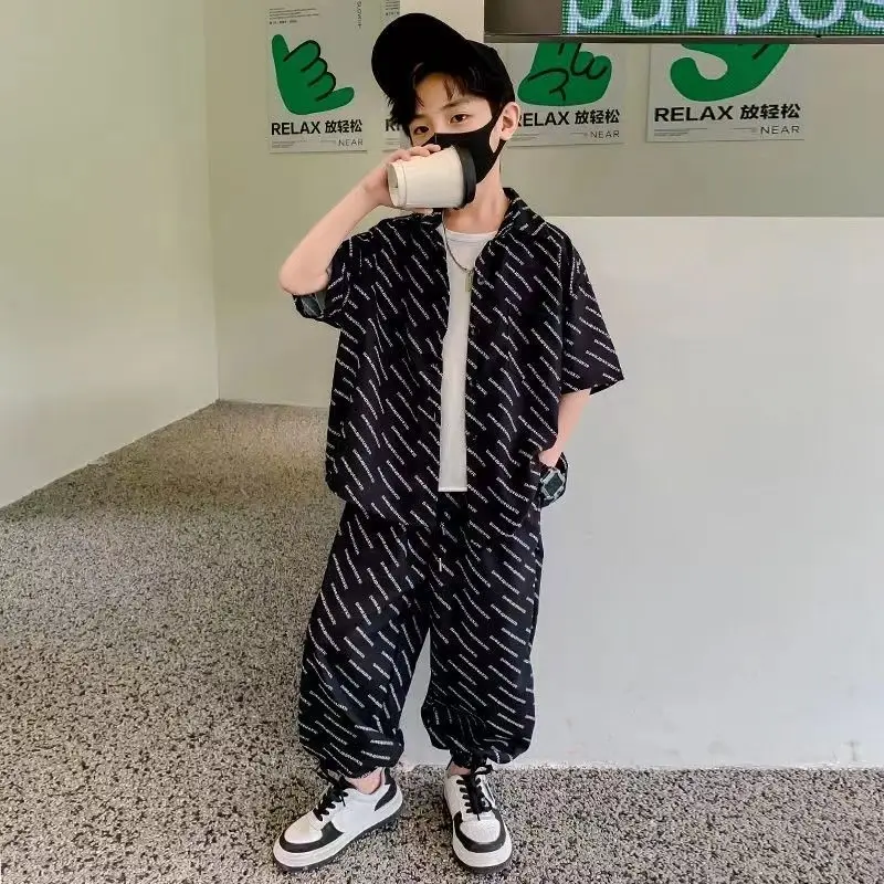 

Boys Clothes Set Summer Kids Short Sleeve Letter T-shirt Shorts Sport Casual Outfits Set with Pants for Teenage Boy Clothing