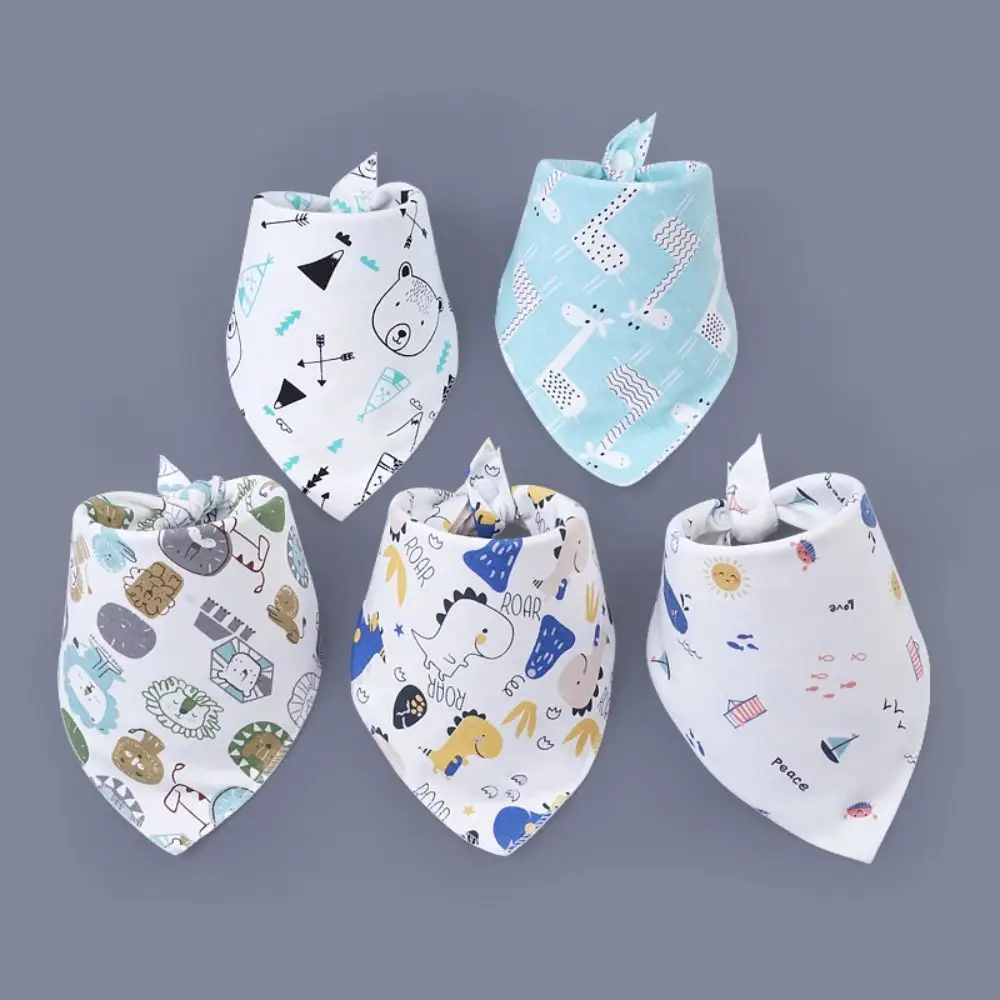 

5PCS Organic Cotton Baby Bandana White Blue Baby Bibs New Feeding Bib for Boys & Girls Kids Baby Feeding