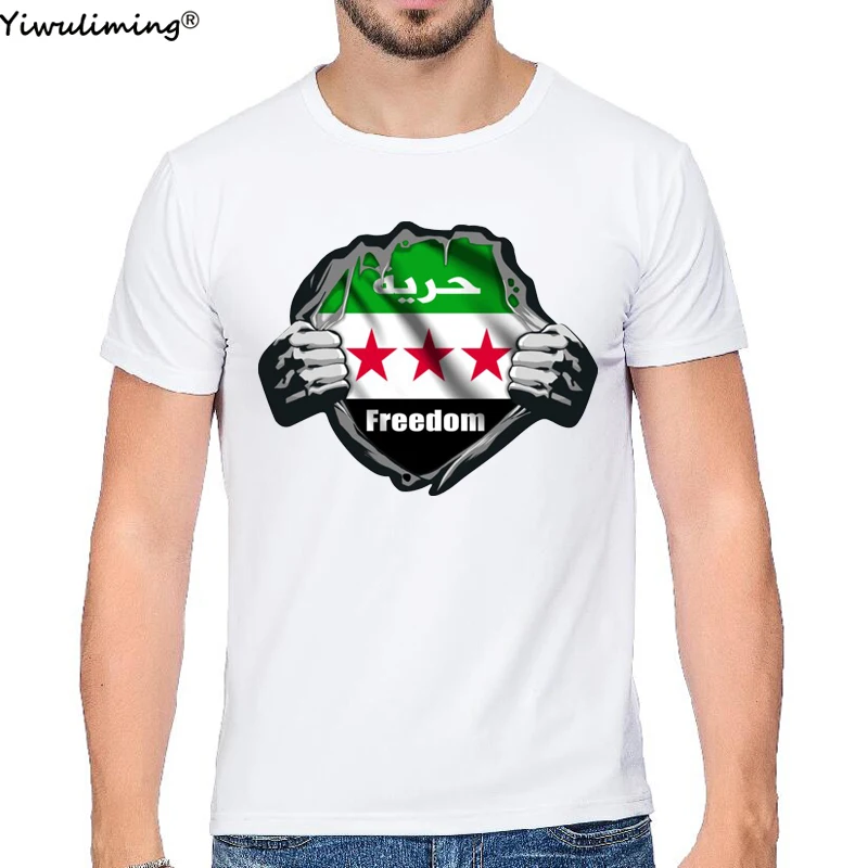 Free Shipping Mens New Fashion O Neck Top Tee Free Syria T Shirt Activism Syrian Respect Mens Tee Shirt