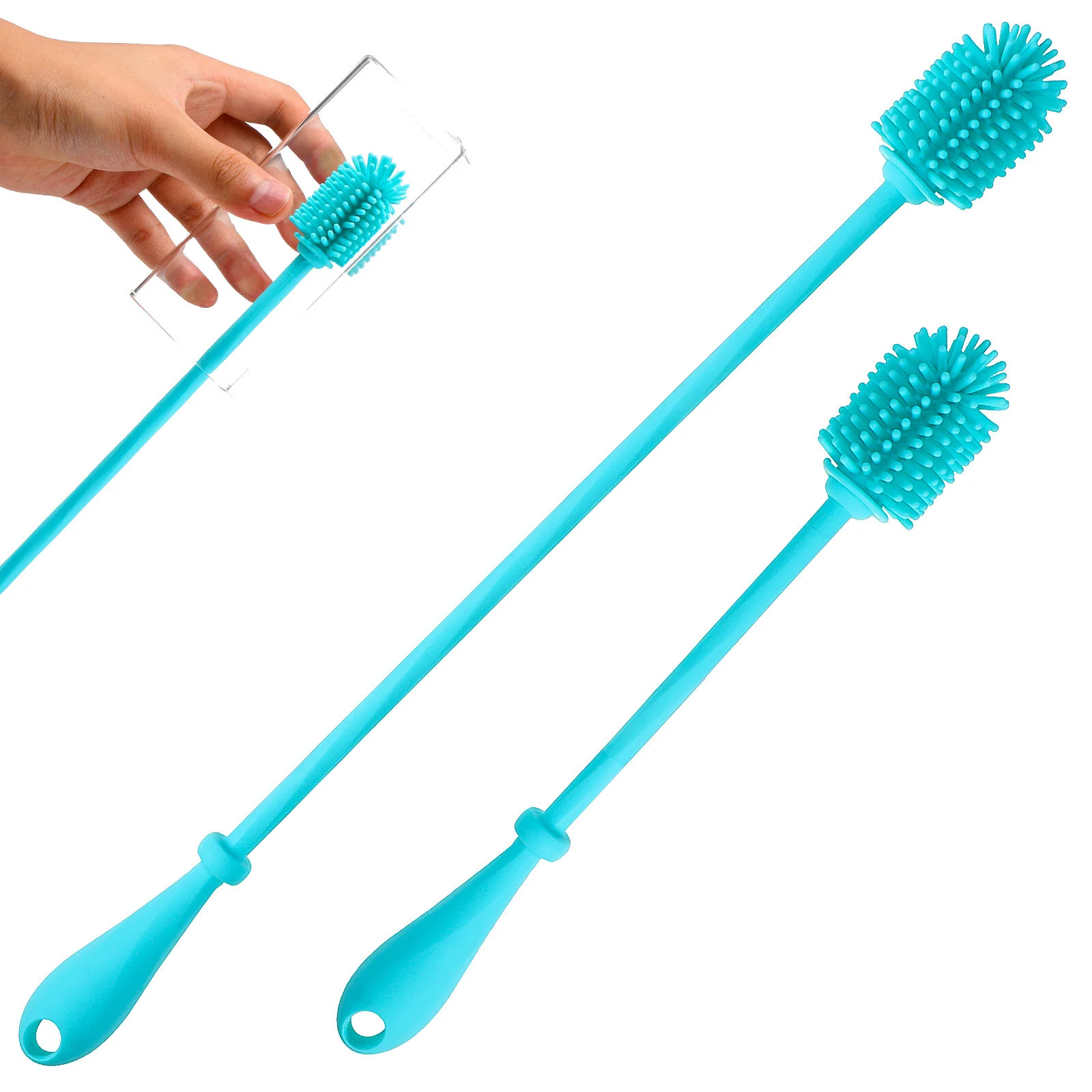 

2 Pcs Handle Bottle Brush Silicone Water Small Baby Cleaner Silica Gel Cleaning
