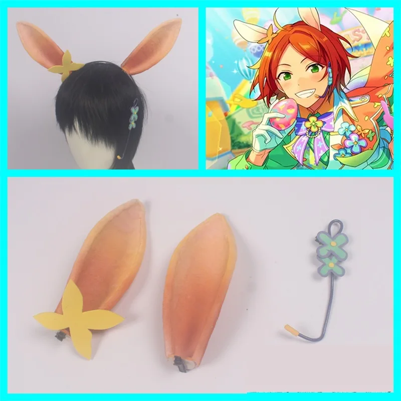 

Anime Ensemble Stars Amagi Hiiro Cosplay Animal Ears Head Clip Headwear Kagehira Mika Earphone Headset Cosplay Props
