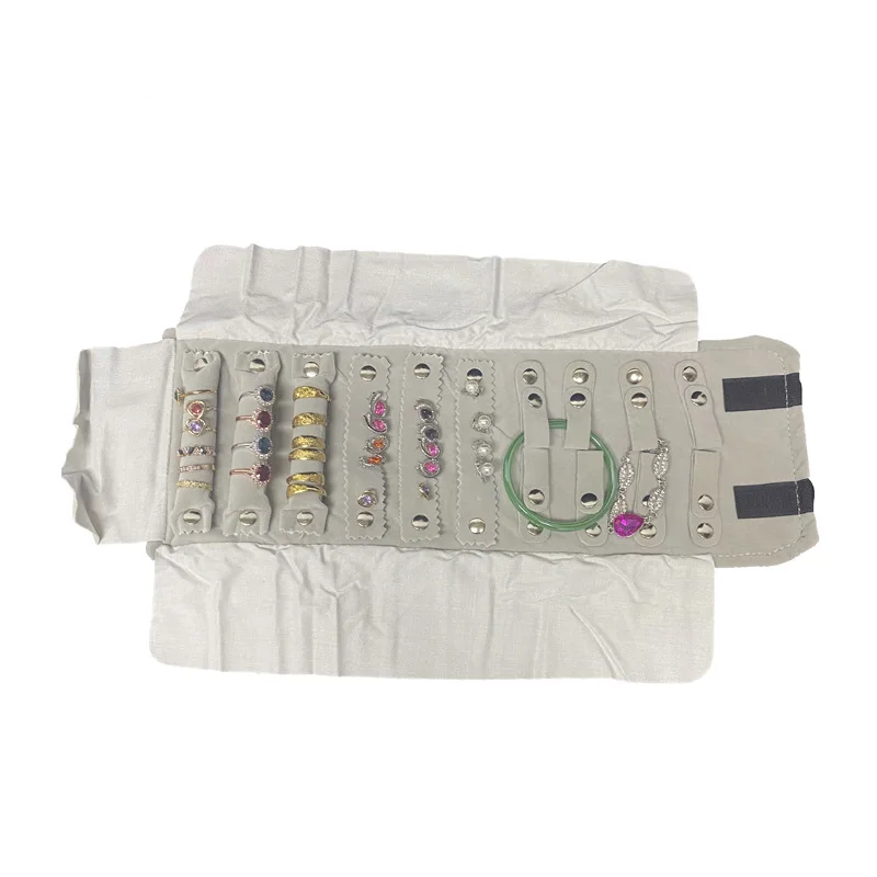 Jewelry Storage Flannel Roll Bag Ring Bracelet Out Portable Collection Roll Bag Multifunctional Storage Jewelry Bag