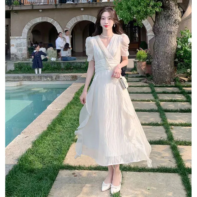 

Design Sense French Style Dress Women's 2023 Summer New Waist Slim And Gentle Fashion Long Dress