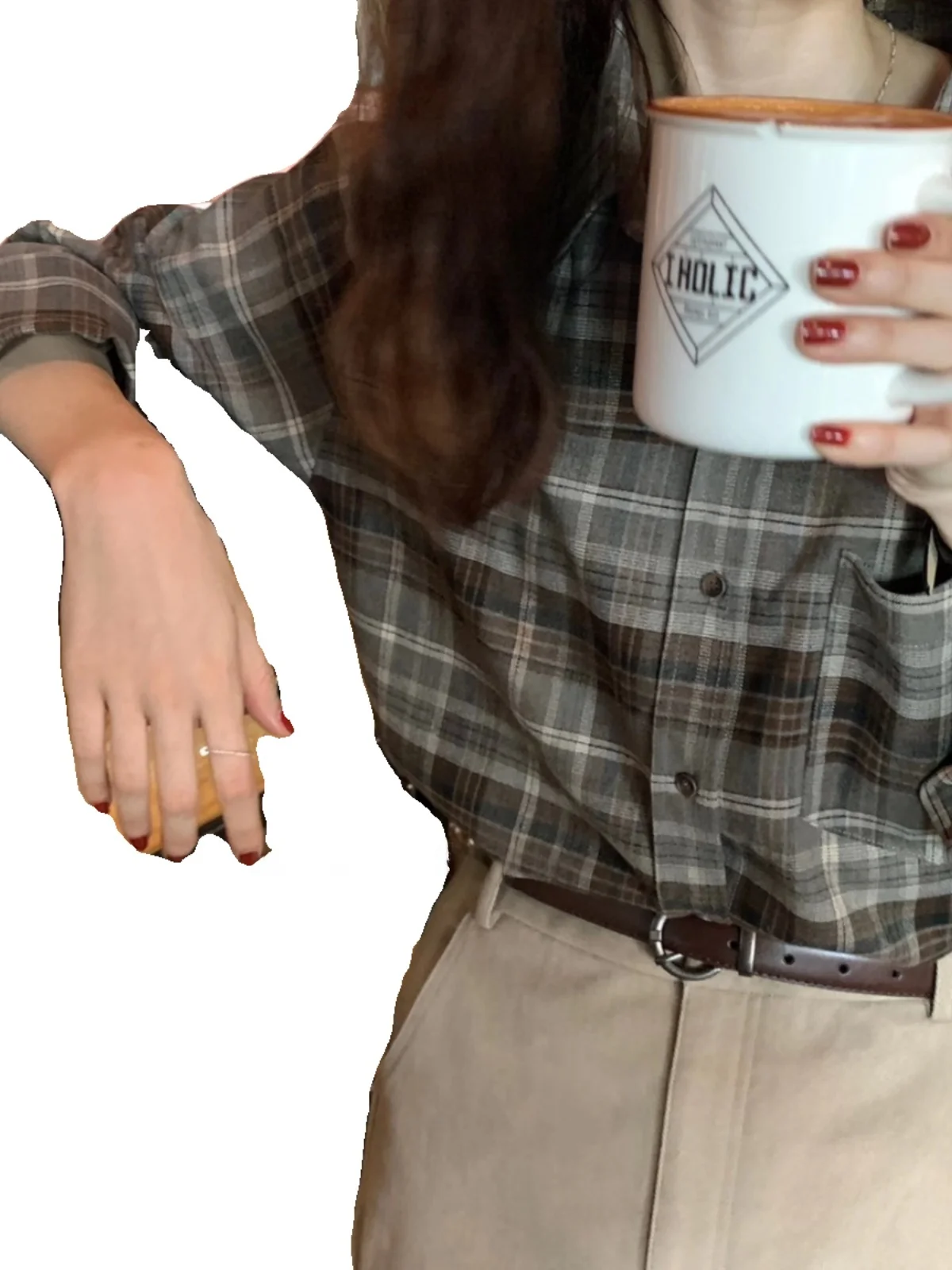 Осень и зима новые утолщенные клетчатые рубашки с начесом женские свободные без