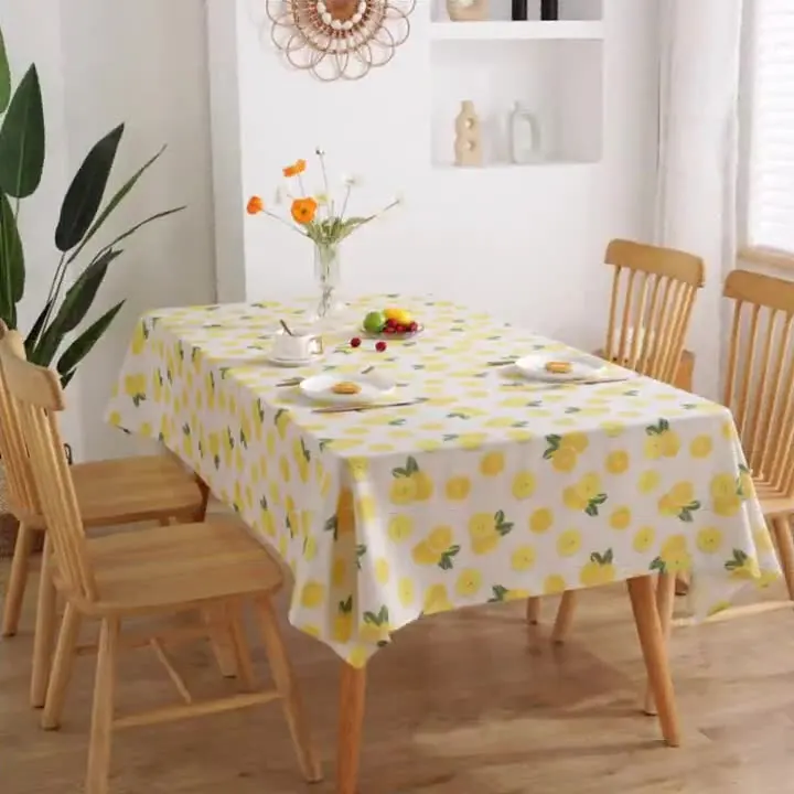 

Cartoon Lemon Pattern Cotton Linen Rectangular Table Cloth Kitchen Table Map Towel Tablecloth Table Wedding Decor