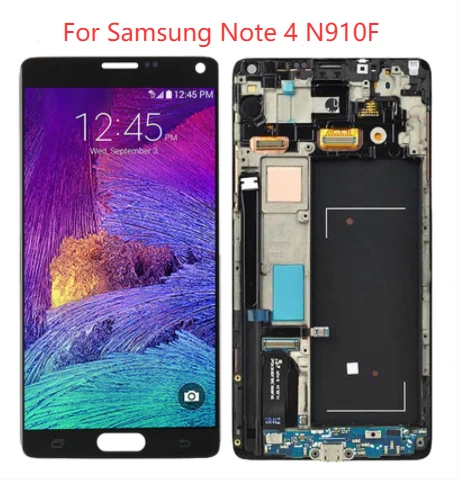 

Original Super AMOLED N910F LCD For Samsung Galaxy Note 4 Display With Frame 5.7 SM-N910F N910C N910A LCD Touch Screen Parts