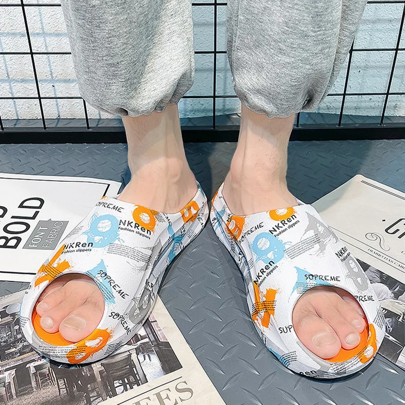 Hot Selling Flip-Flop Print Men'S Slippers Outdoor Casual Sandals Anti-Slip Wear-Resistant Sports Beach Slippers