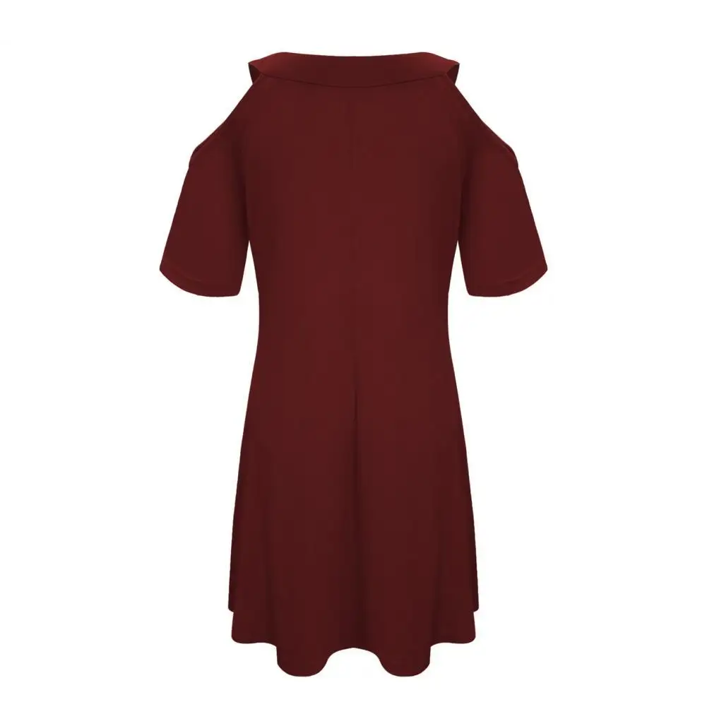 

Attractive Women Dress Hollow Out Female Women Sundress Loose Folds Mini Dress