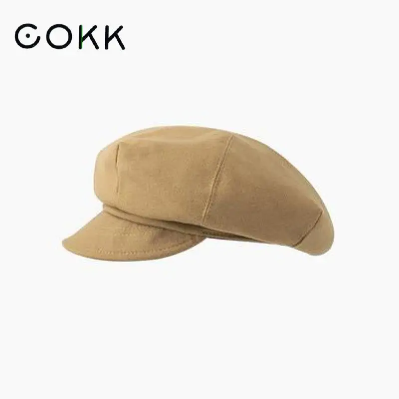 

COKK Beret Hat Women Newsboy Cap Female Painter Cap Solid Color Beret Femme Casual Vintage Hats For Women Gorras Casquette New