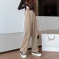 korean fashion new summer wide leg trousers women high waist loose casual ladies trousers straight tube pant suit pants 804g