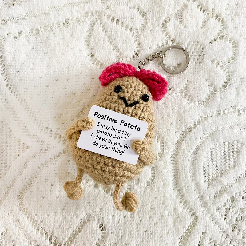 Вязаная вручную кукла-картофель с позитивной энергией и длинными ногами