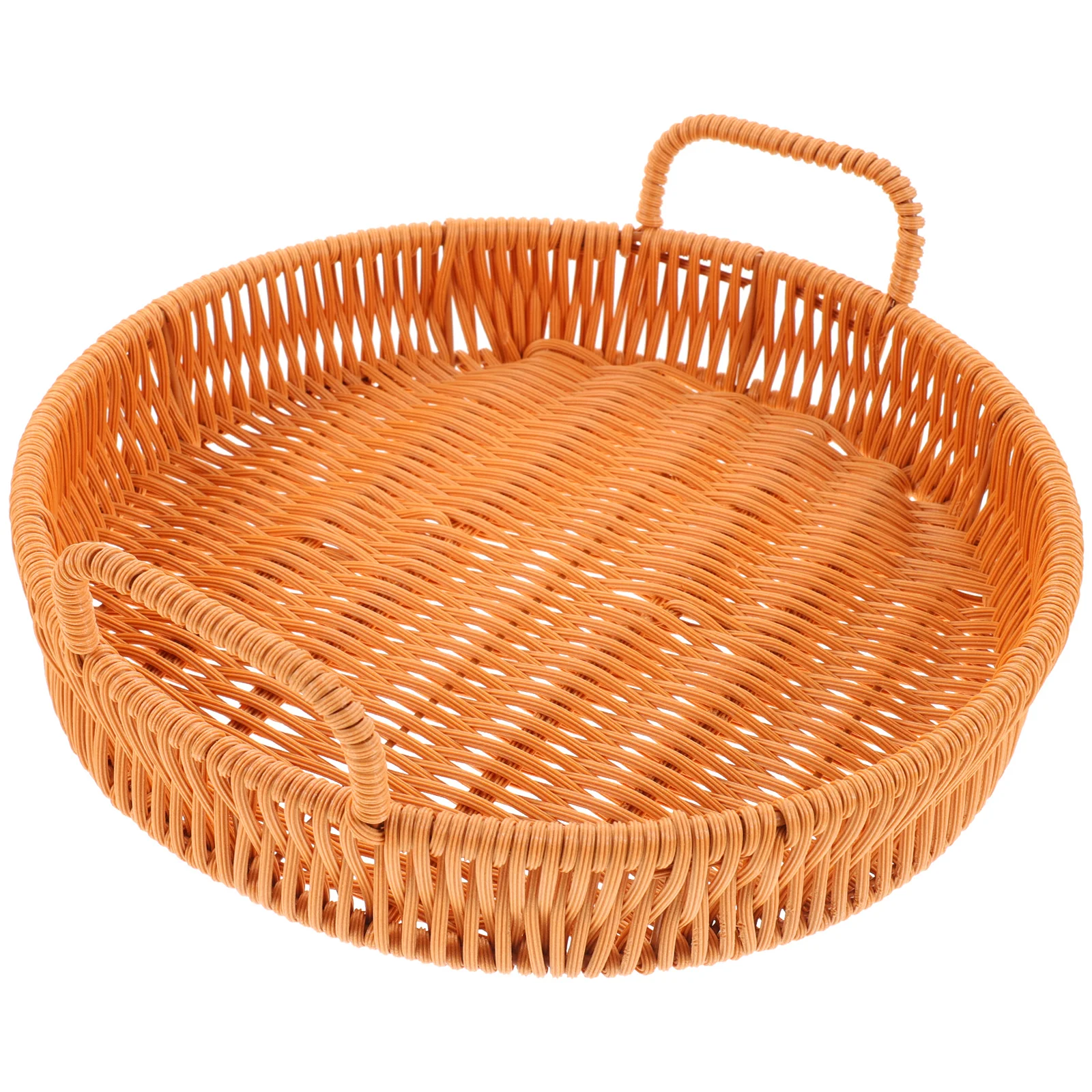 

Basket Serving Tray Wicker Woven Rattan Round Bowl Bread Baskets Fruit Storage Imitation Vegetable Breakfast Tea Willow