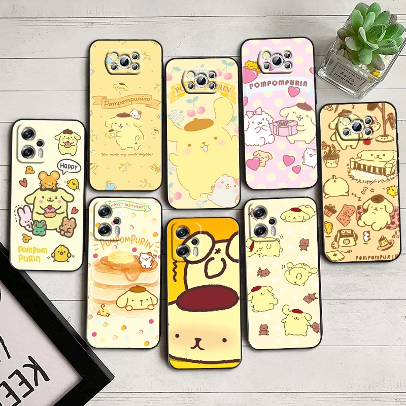 

Pom Pom Purin Cute Dog For Xiaomi Poco F5 X5 C55 C50 M5 M4 X4 X3 F3 GT NFC M3 C3 M2 F2 F1 X2 Pro Silicone Black Phone Case Cover