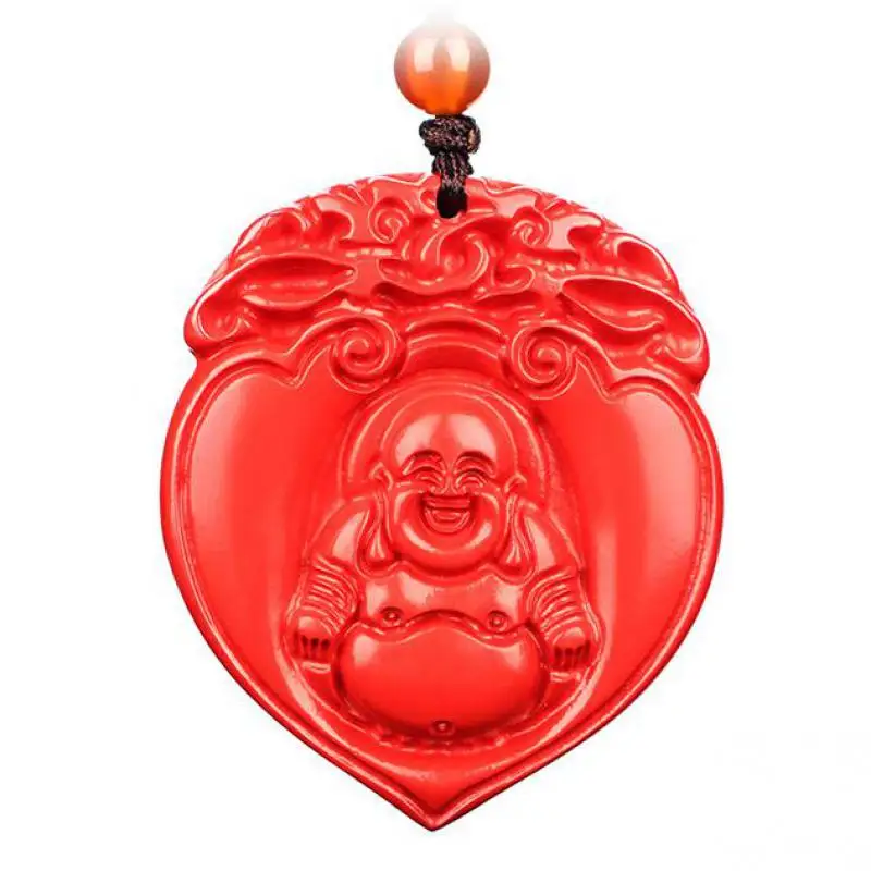 

Hot Selling Natural Handcarve Cinnabar Buddha Necklace Pendant Fashion Jewelry Accessories Men Women Luck Gifts