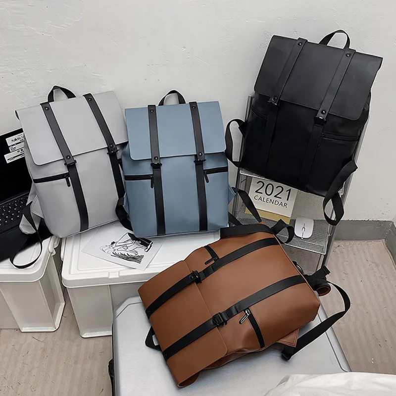 

SEETIC Fashion Women Leather Backpack Female Anti-Theft Backpack Women Waterproof Leather School Bag Solid Color Backpack Unisex