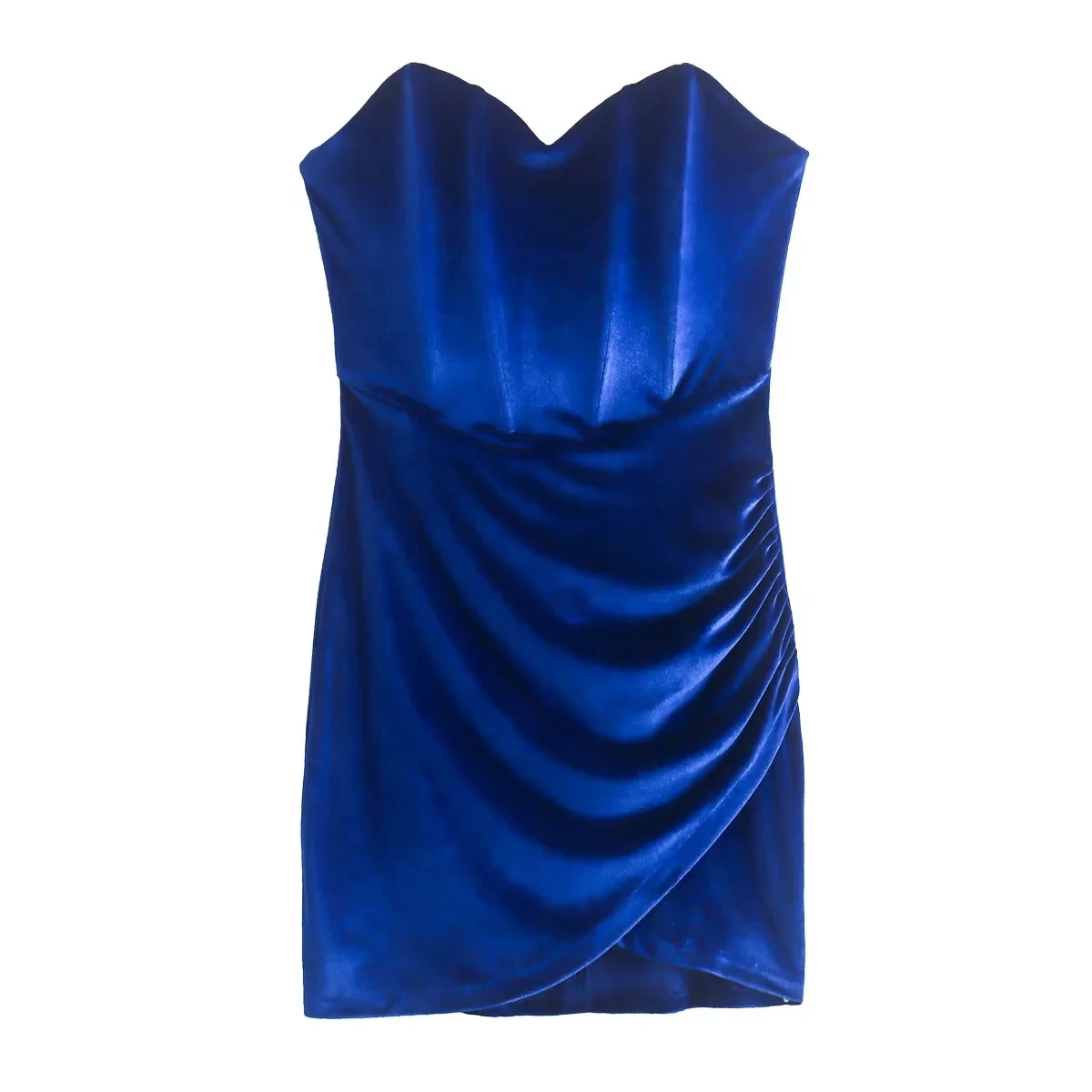 

Вечерние платья, Короткое синее бархатное платье, сексуальное модное облегающее мини-платье без бретелек с открытыми плечами, винтажное ст...