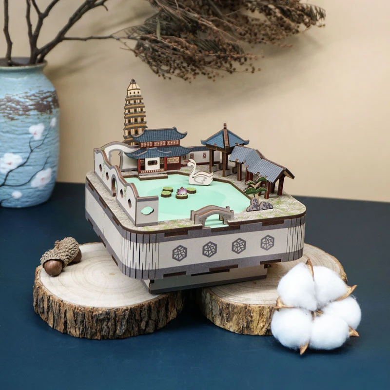 DIY 3D деревянная садовая музыкальная шкатулка из Сучжоу искусственные