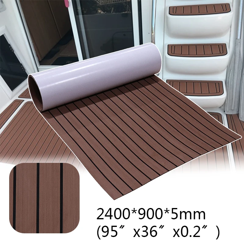 Темно-коричневый лист из пены EVA для палубы из тика для лодок, яхт и морских судов, с антискользящей поверхностью, самоклеящимся автомобильным подкладкой, размером 2400x900x5 мм.