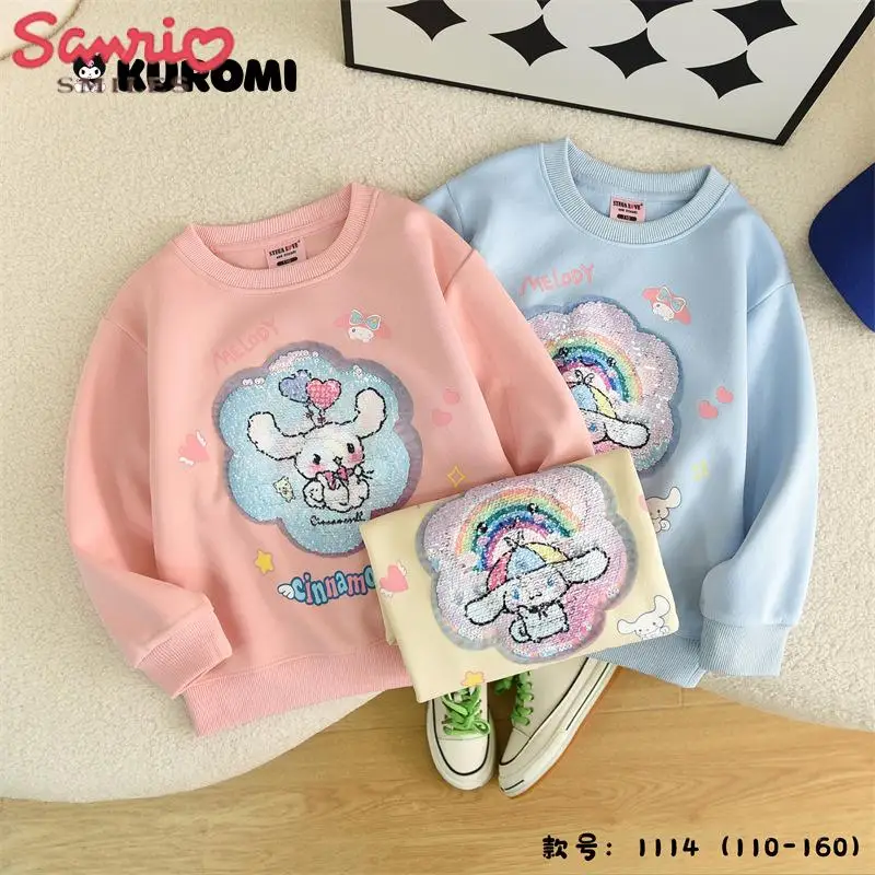 

2023 Sanrio свитер Детская мультяшная Cinnamoroll нижняя рубашка студенческий Топ Модный осенний Повседневный Универсальный свитер для девочек Новинка