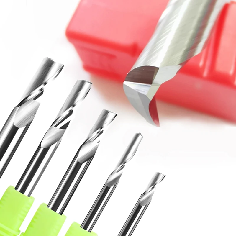 

1 шт. от 3,175 до 8 мм AAA, концевая фреза с одной канавкой для алюминиевой пластины, алюминиево-пластиковая пластина, спиральная фреза, режущие инструменты с ЧПУ