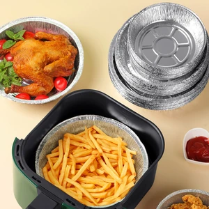 50pcs Oil-Proof Aluminum Foil Tin Box Air Fryer Disposable Paper Liner Non-Stick Steaming Basket Kitchen Tool BBQ Drip Pan Tray