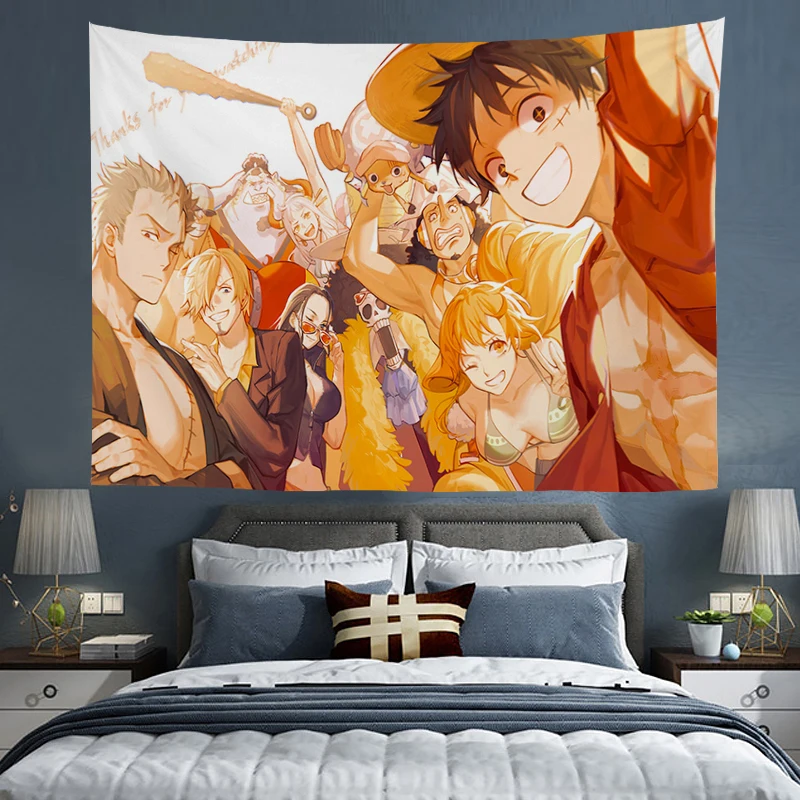 

O-One Piece Tapestry Wall Art Room Decor Aesthetic Anime Tapestries Headboards Decoration Bedroom Hanging Home Accessories