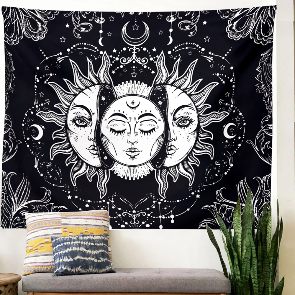 

Psychedelic Mandala Tapestry Black Sun And Moon Tapestry Wall Hanging Gossip Tapestries Hippie Wall Rugs Dorm Decor Blanket