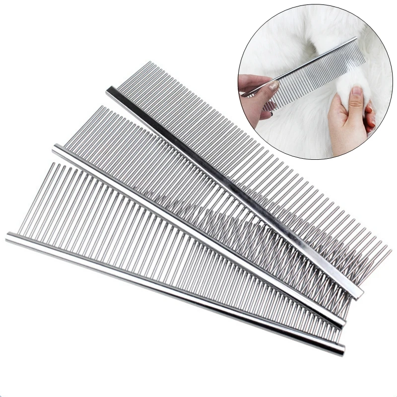 

1 Pieces Stainless Steel Pet Dog Comb Hair Removal Massage Cat Comb Wool Grooming Accessories Pet Hair Cleaning Tool 3 Sizes