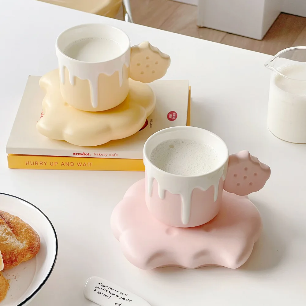 

Креативное печенье, кофейные чашки, блюдца, керамические чашки, ins, красивые, милые молочные чашки для завтрака, домашние кружки для девочек