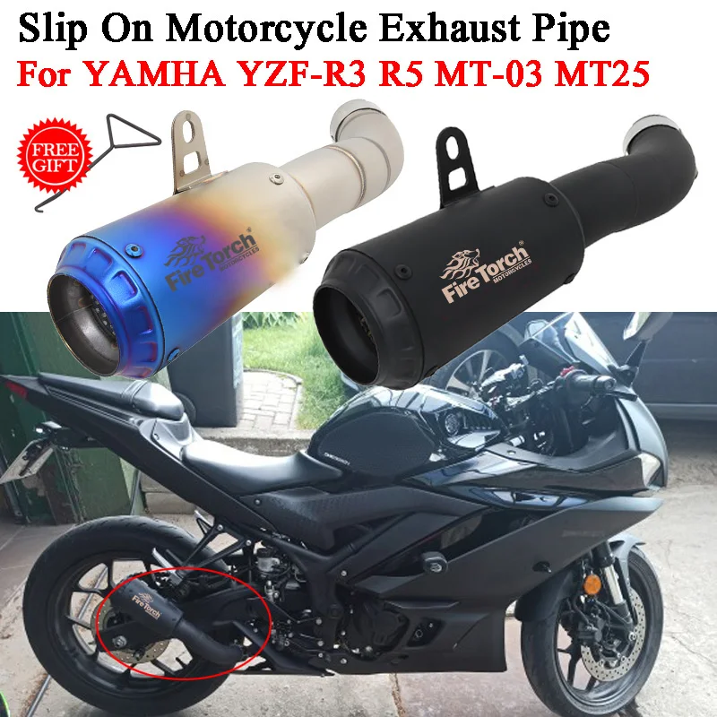 Slip On For YAMHA YZF-R3 YZF-R25 R3 R25 MT-03 MT03 MT25 Motorcycle Exhaust Systems Escape Mid Link Pipe Moto Muffler DB Killer