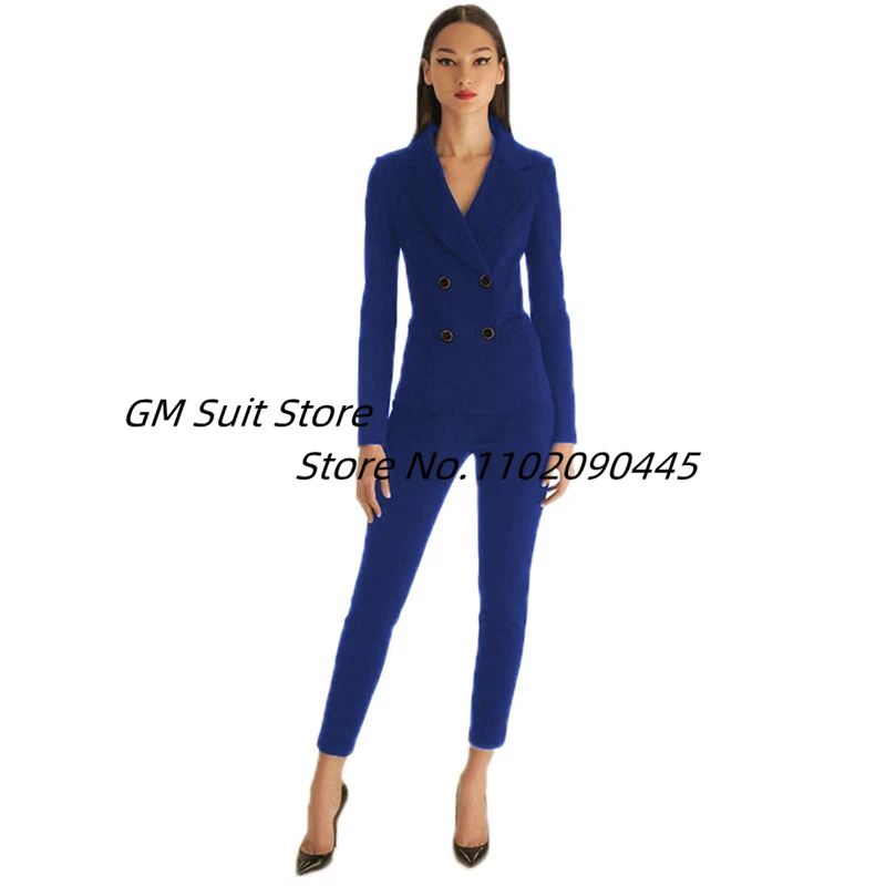 2 Peice Suit Women's Fashion Double Breasted Blazer Slim Fit Evening Party Prom Tuxedo Pants & Jacket Set