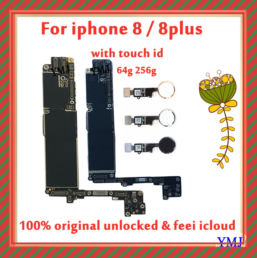 64GB 256GB No ID Account For iphone 8 8 Plus Motherboard Support 4G, With/No Touch ID,Full Chips 100% Test Logic board Good Work
