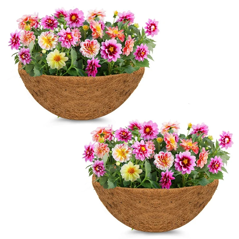 

6PCS Half Round Coco Coir Liner Half Circle Coconut Fiber Replacement Liners For Hanging Baskets Garden Flower Pot
