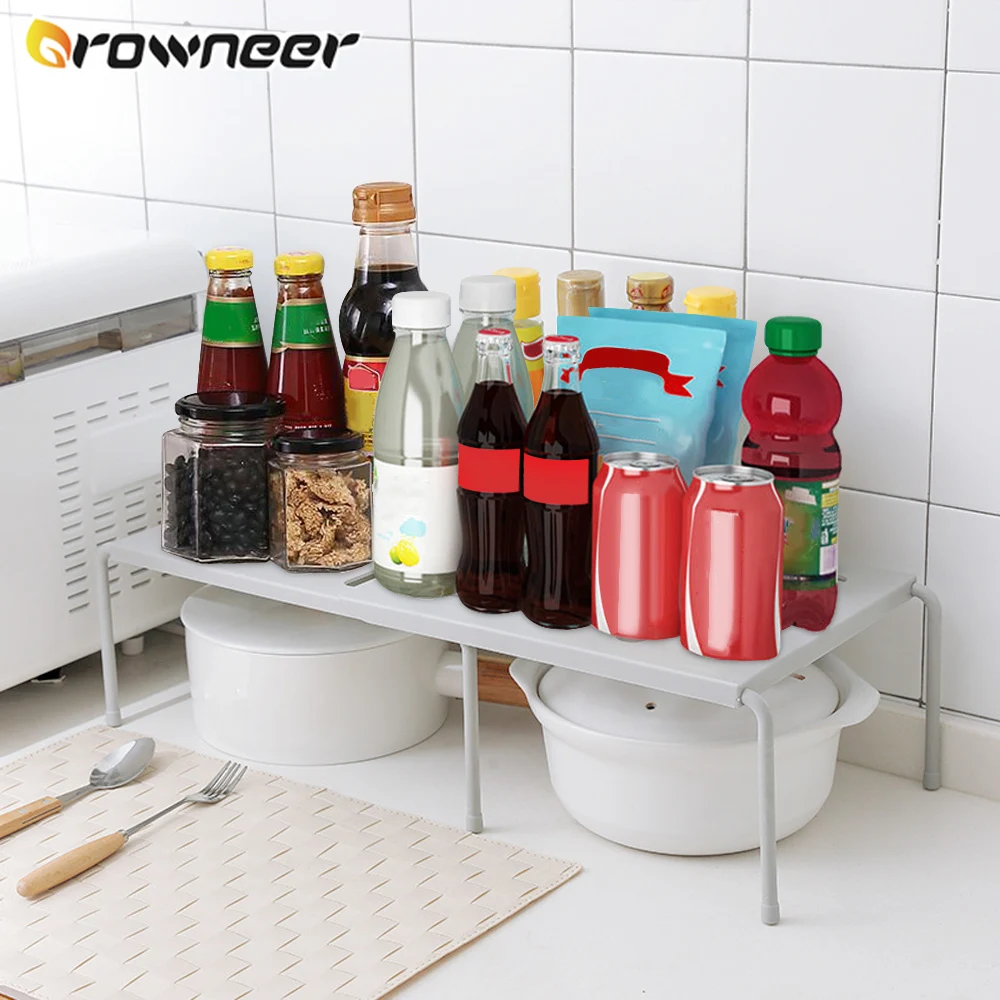 

Kitchen Cabinet Storage Shelf Retractable Closet Organizer Space Saving Stackable Shelves Holders Spice Rack Household Supplies