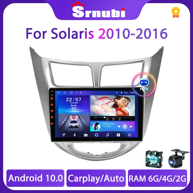 $79.89 Srnubi Android 10 for Hyundai Solaris Accent Verna I25 Car Radio GPS Video Stereo Multimedia Player DVD Carplay Stereo Speakers