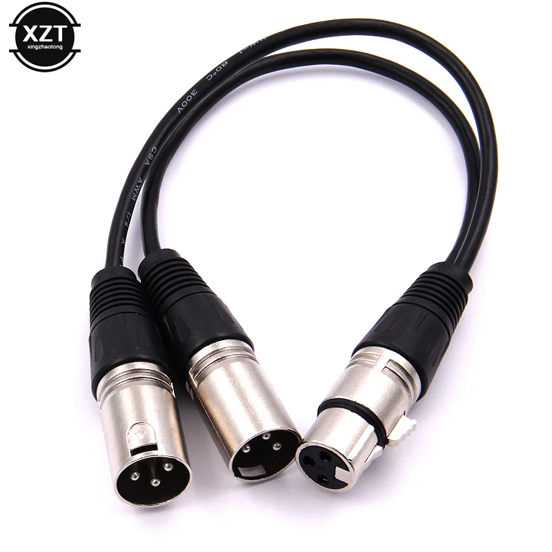

Professional 3Pin XLR FEMALE Jack To Dual 2 MALE Plug Y SPLITTER Cable Adaptor 1 FT Foot Cord