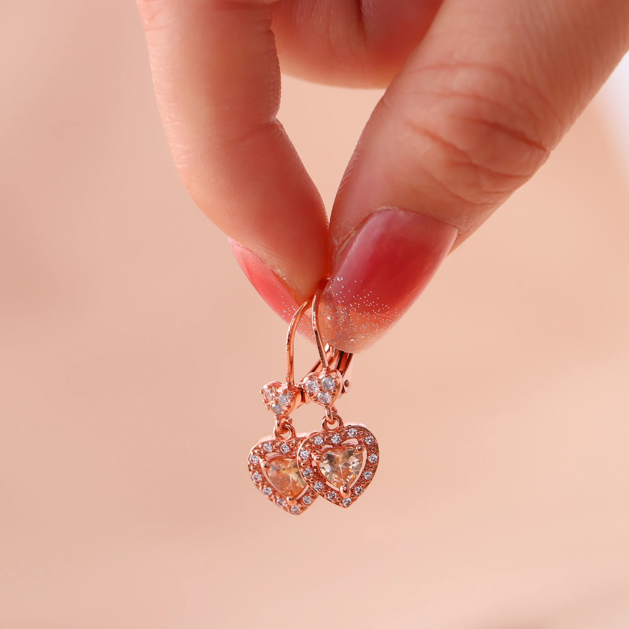 

Hainon Rose Gold Ladies Love Earrings Fine Jewelry Birthday Anniversary Gift